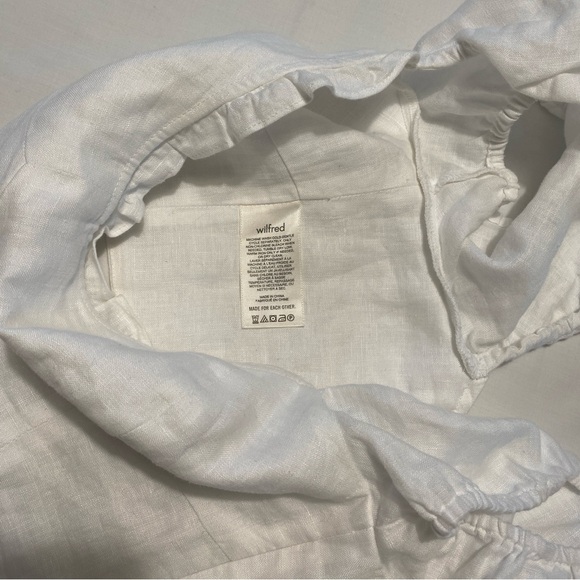 Wilfred Wander Organic Linen Puff Sleeve Bustier Blouse - White, Size M - Picture 7 of 14